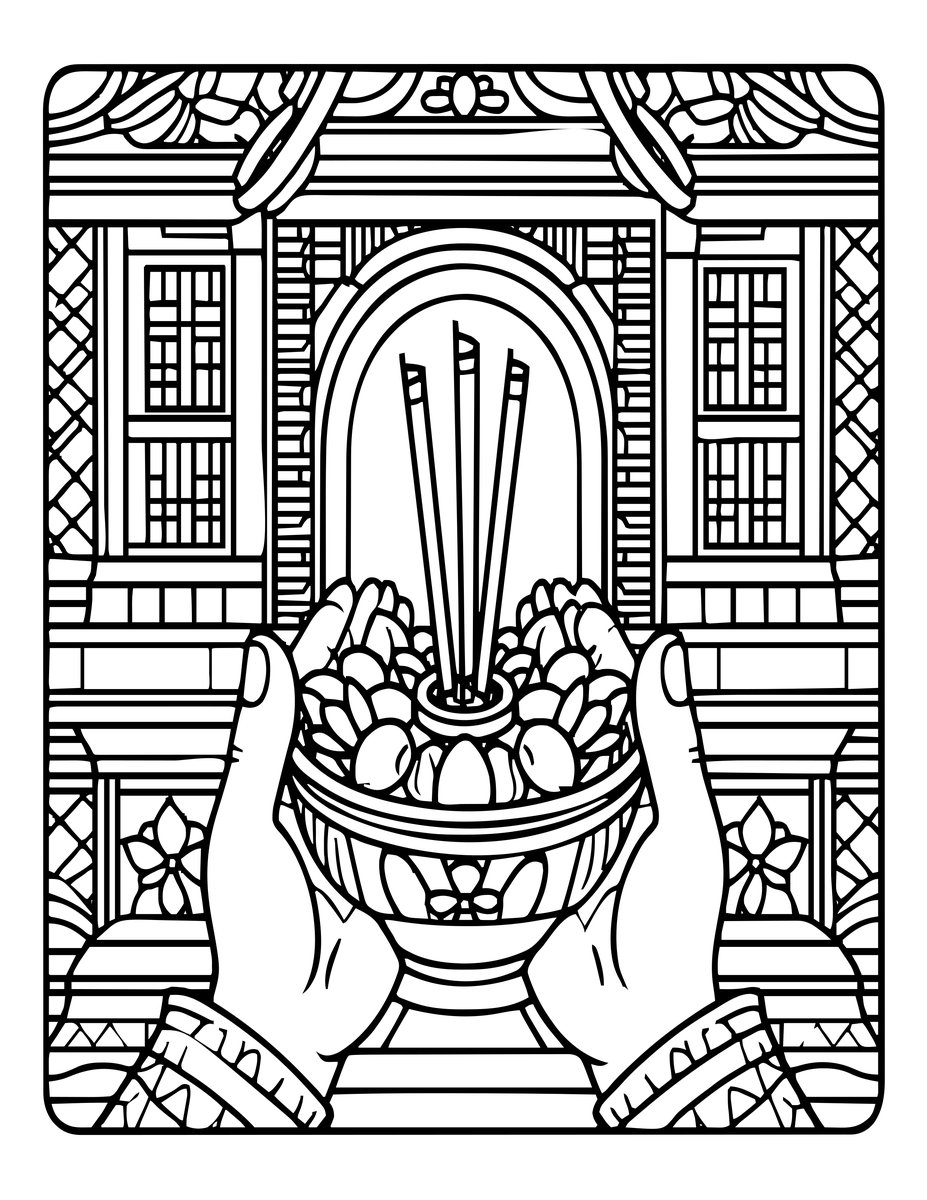 Temple Offering - free printable coloring page