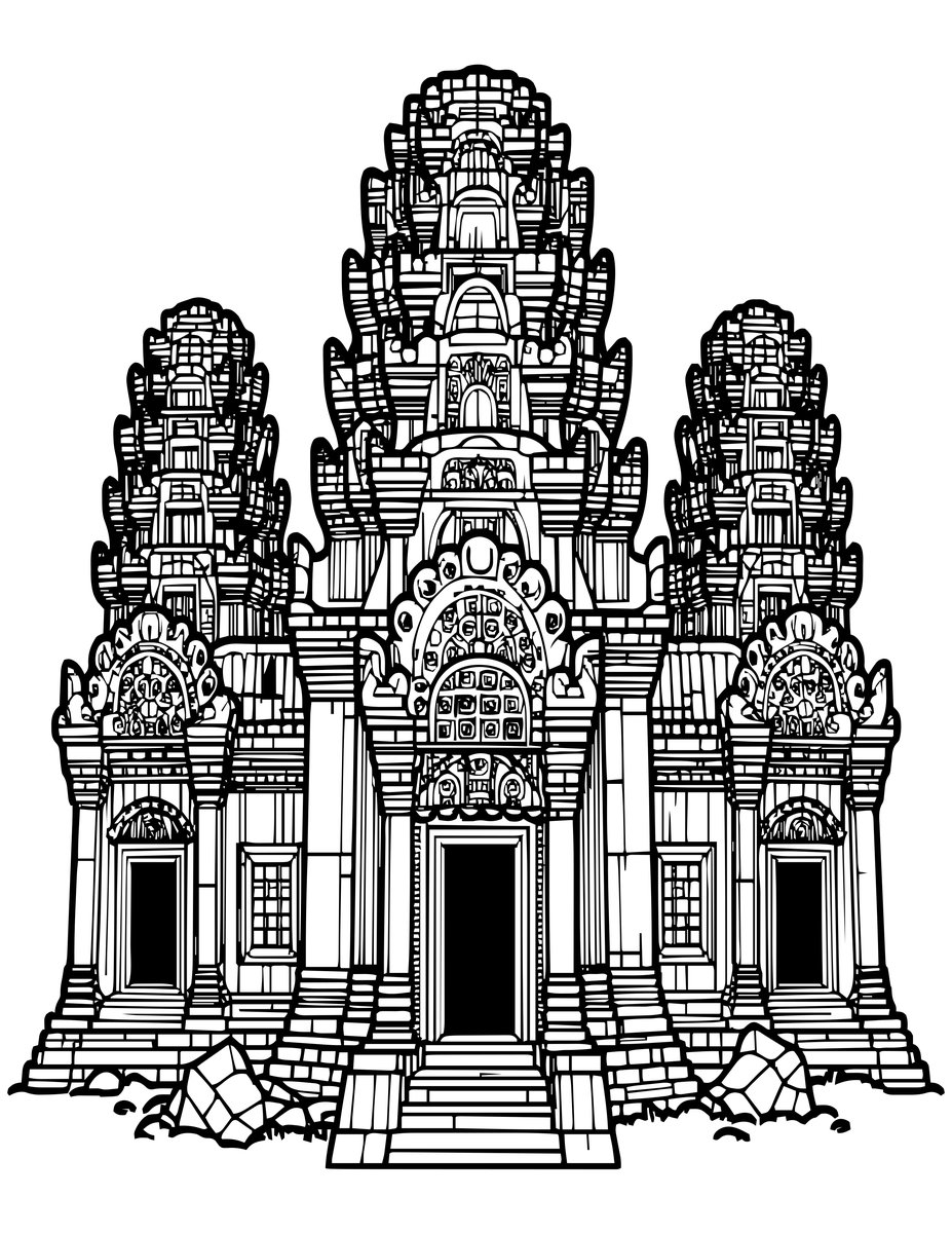 Temple Ruins - free printable coloring page