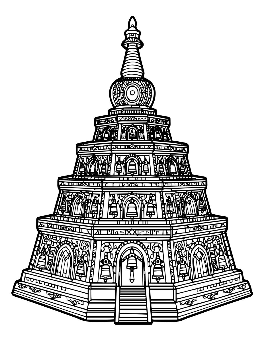 Borobudur - free printable coloring page