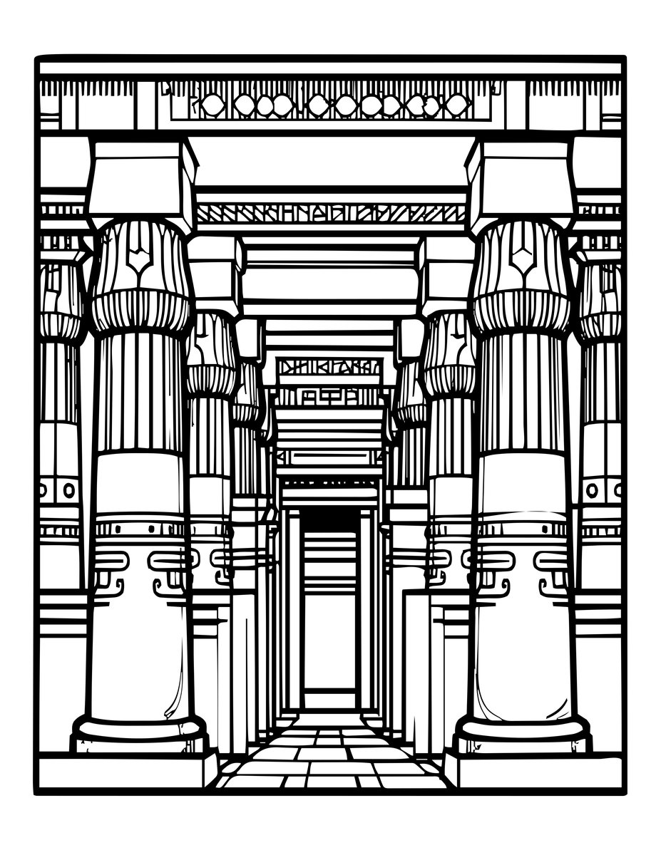 Egyptian Temple - free printable coloring page