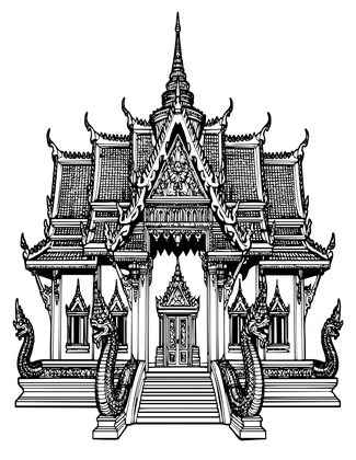 Thai Wat - Free printable coloring page