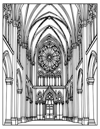 Medieval Cathedral - Free printable coloring page
