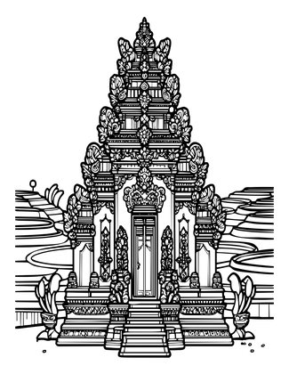 Balinese Temple - Free printable coloring page