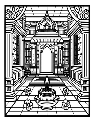 Temple Interior - Free printable coloring page