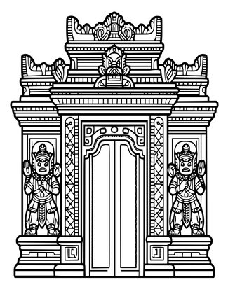 Temple Gate - Free printable coloring page