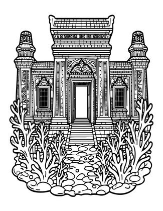 Underwater Temple - Free printable coloring page