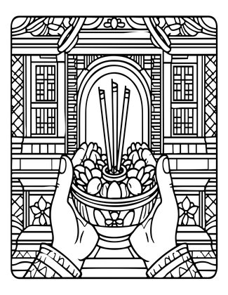 Temple Offering - Free printable coloring page