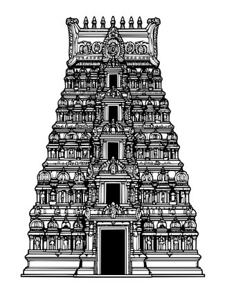 Hindu Temple - Free printable coloring page