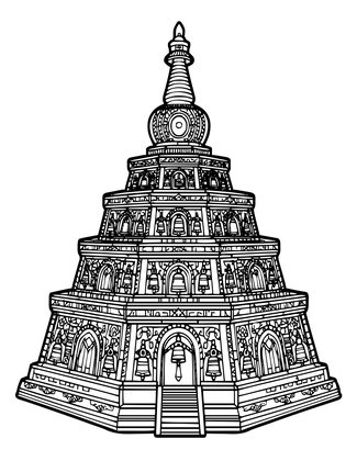 Borobudur - Free printable coloring page