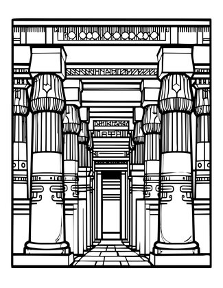 Egyptian Temple - Free printable coloring page