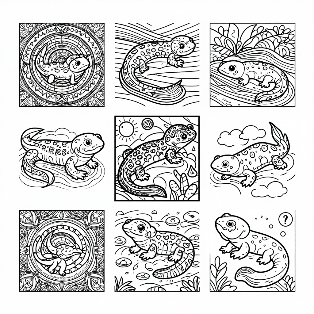 Salamanders Newts coloring pages collection - 30 free printable pages
