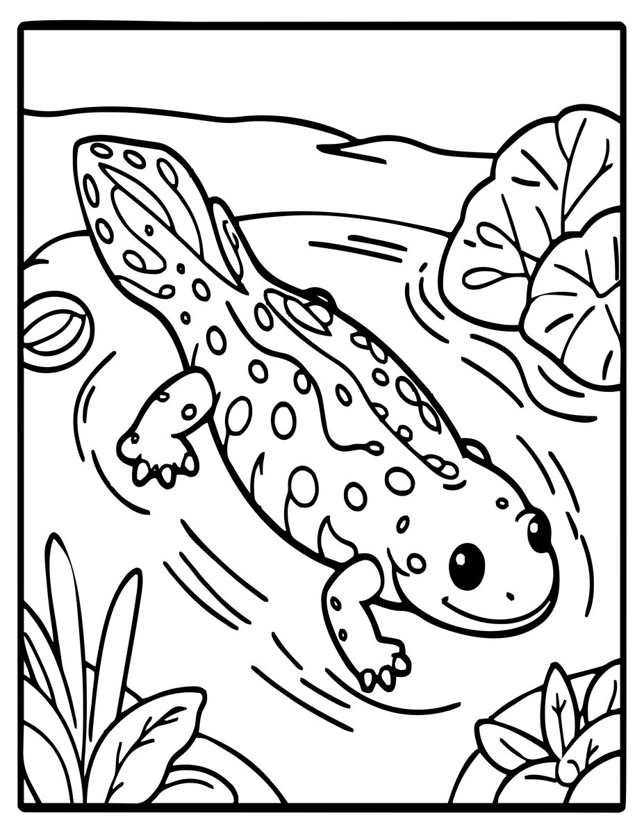 Salamander Larva - free printable coloring page