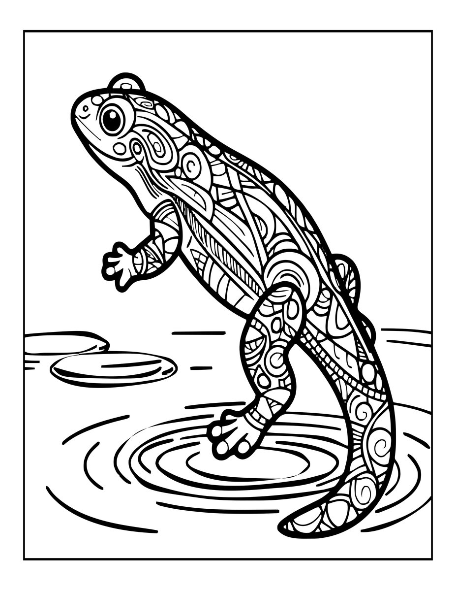 Newt Underwater - free printable coloring page