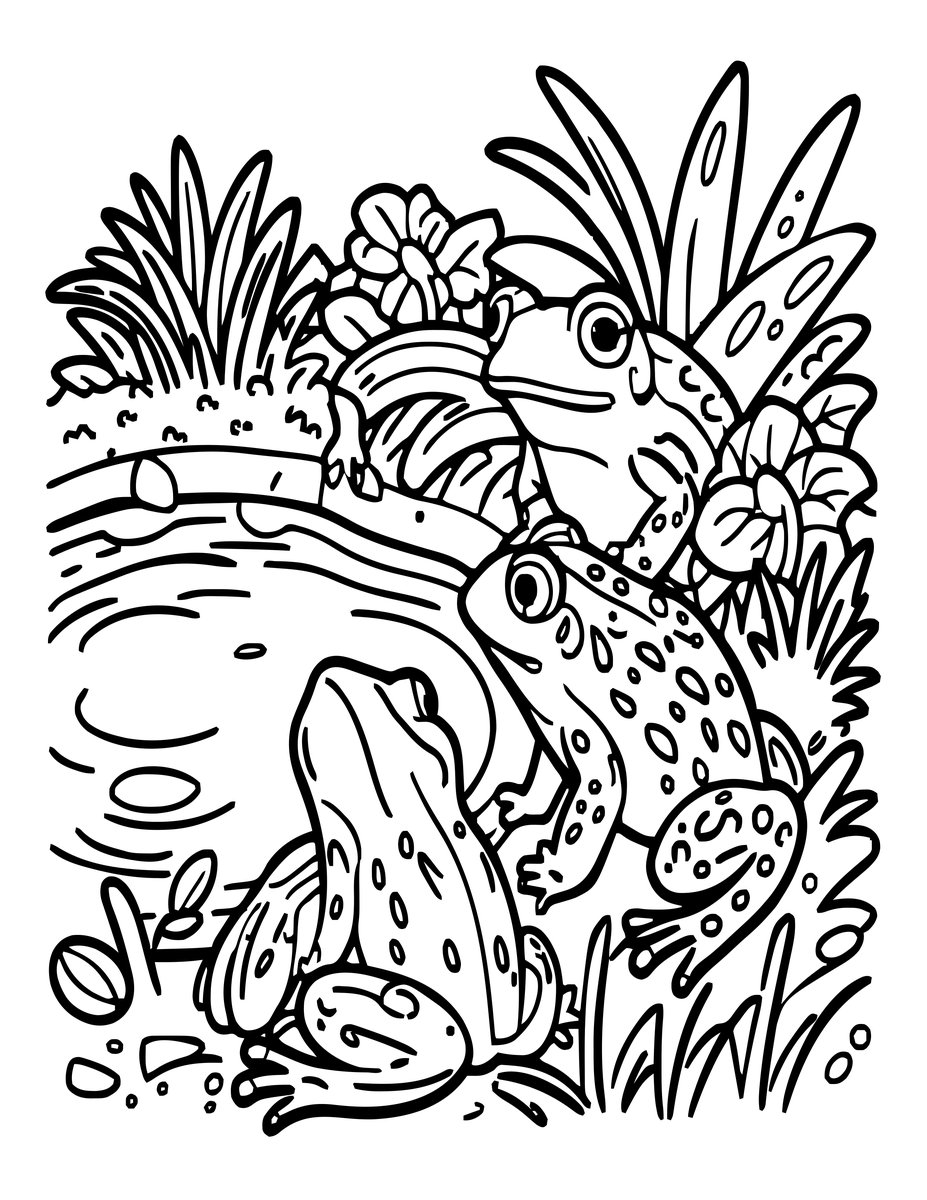 Newt and Tadpole - free printable coloring page