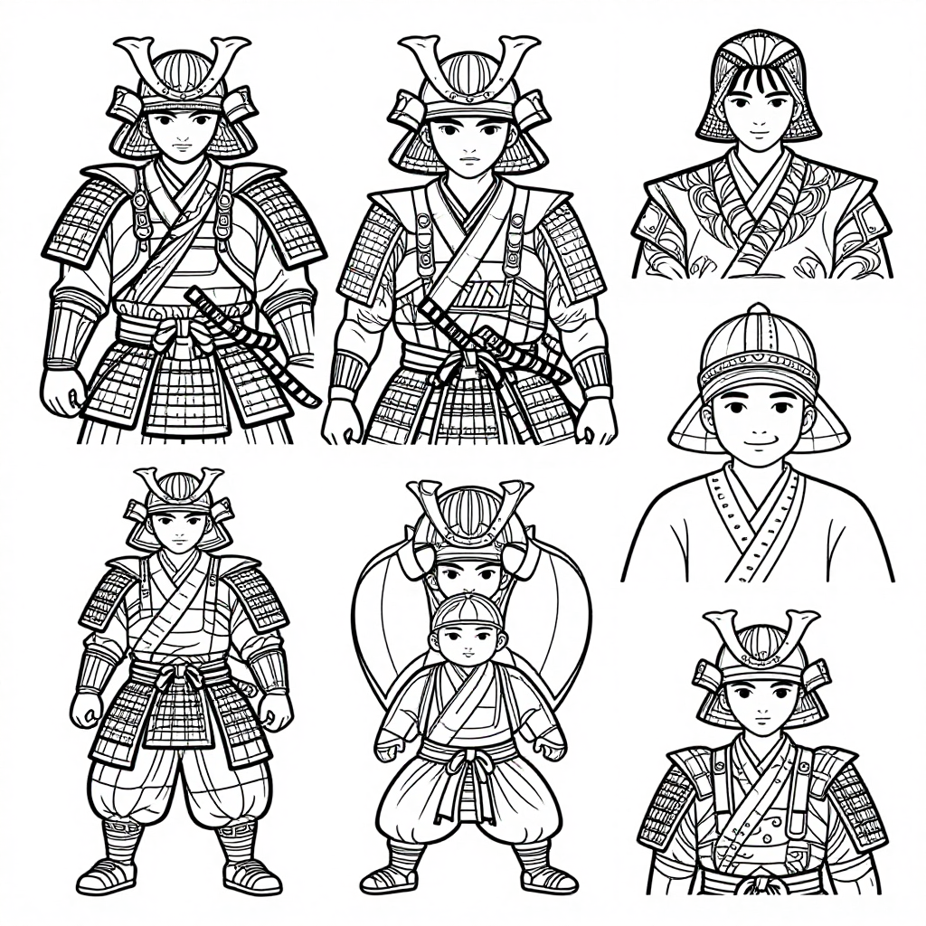 Samurai Warriors coloring pages collection - 30 free printable pages