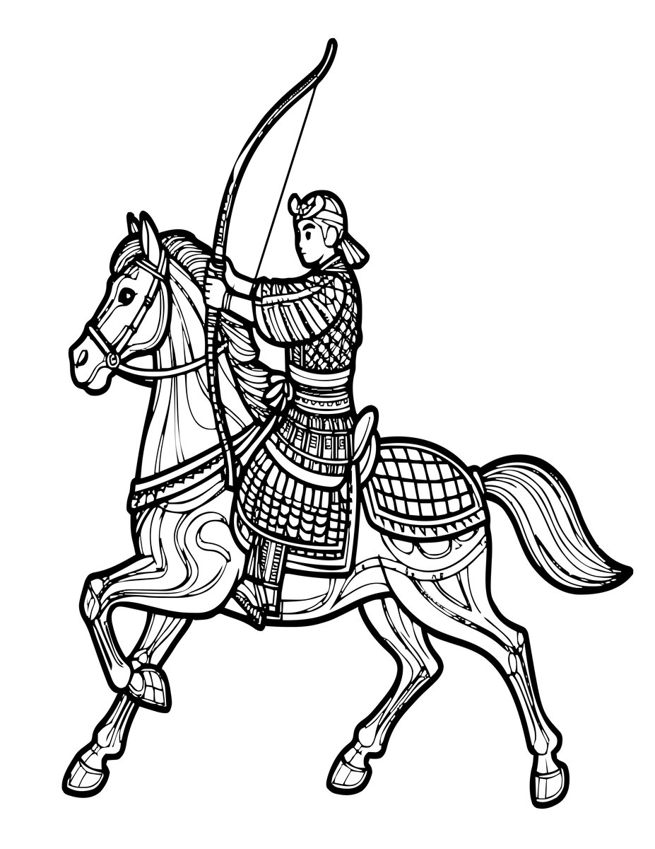 Samurai Archer - free printable coloring page