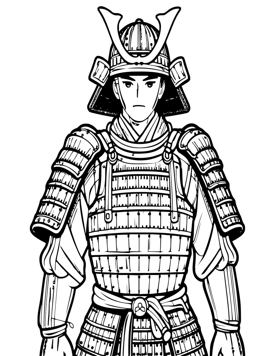 Ancient Samurai - free printable coloring page