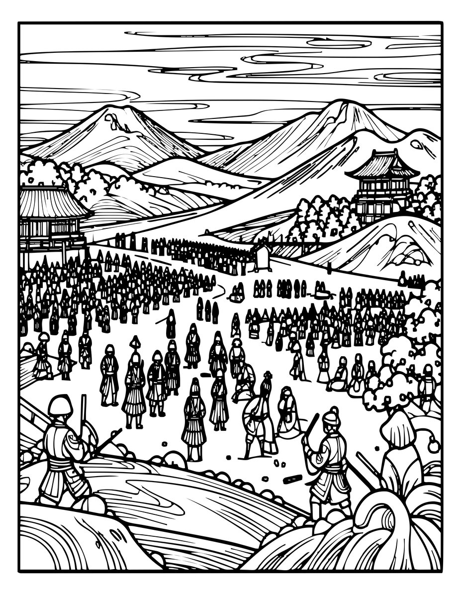 Battle of Sekigahara - free printable coloring page