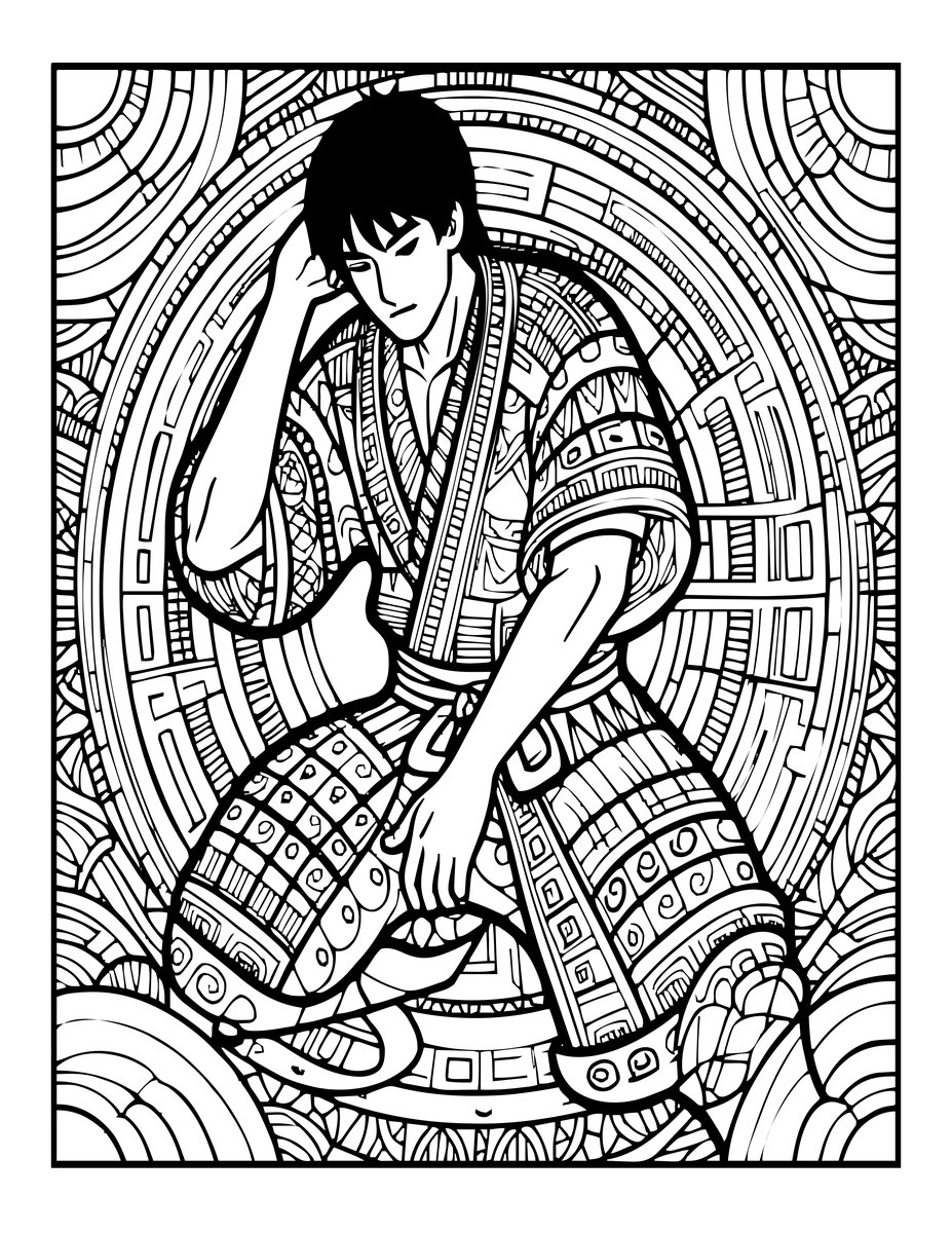Wounded Samurai - free printable coloring page