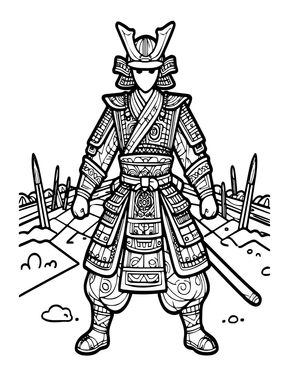 Ghost Samurai - free printable coloring page