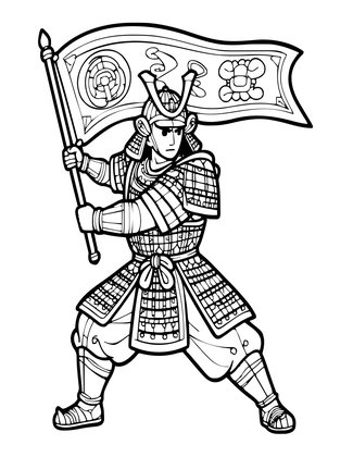 Samurai on Horseback - Free printable coloring page