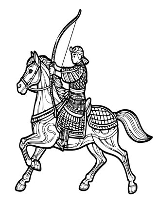 Samurai Archer - Free printable coloring page