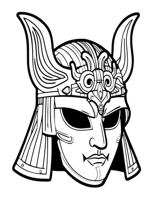 Samurai Helmet - Free printable coloring page