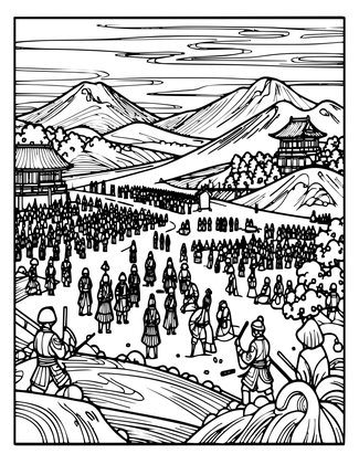 Battle of Sekigahara - Free printable coloring page