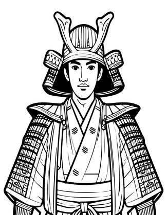 Samurai Portrait - Free printable coloring page