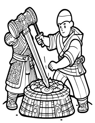 Sword Forging - Free printable coloring page