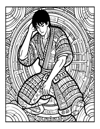 Wounded Samurai - Free printable coloring page
