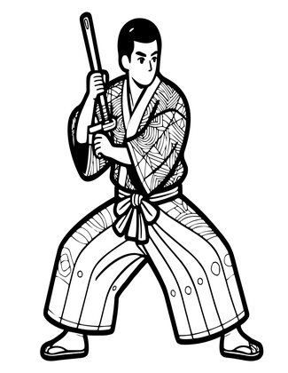 Samurai Drawing Sword - Free printable coloring page