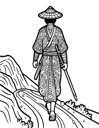 Ronin Traveler - Free printable coloring page