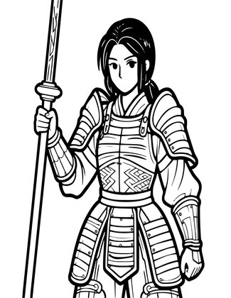 Female Samurai - Free printable coloring page