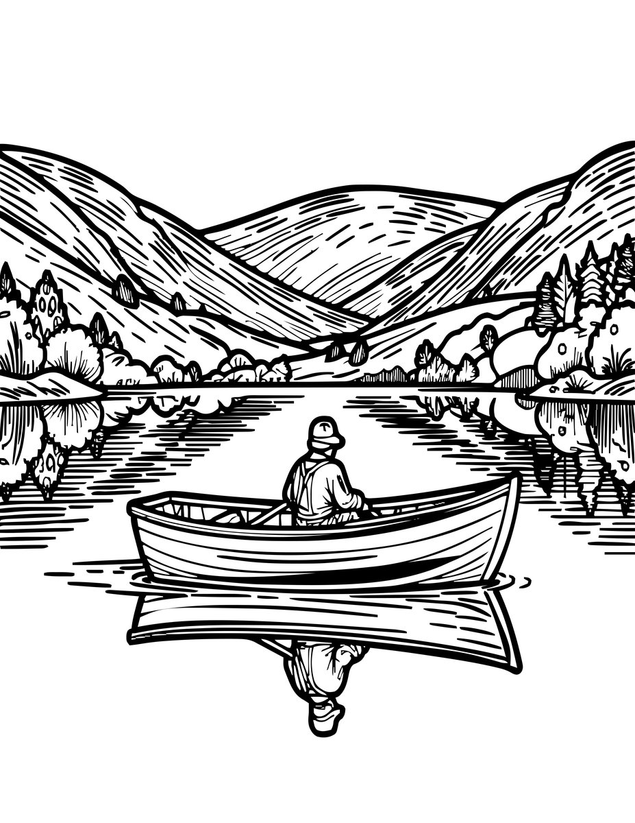 Fishing Loch - free printable coloring page