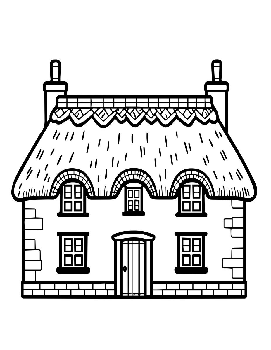 Scottish Cottage - free printable coloring page