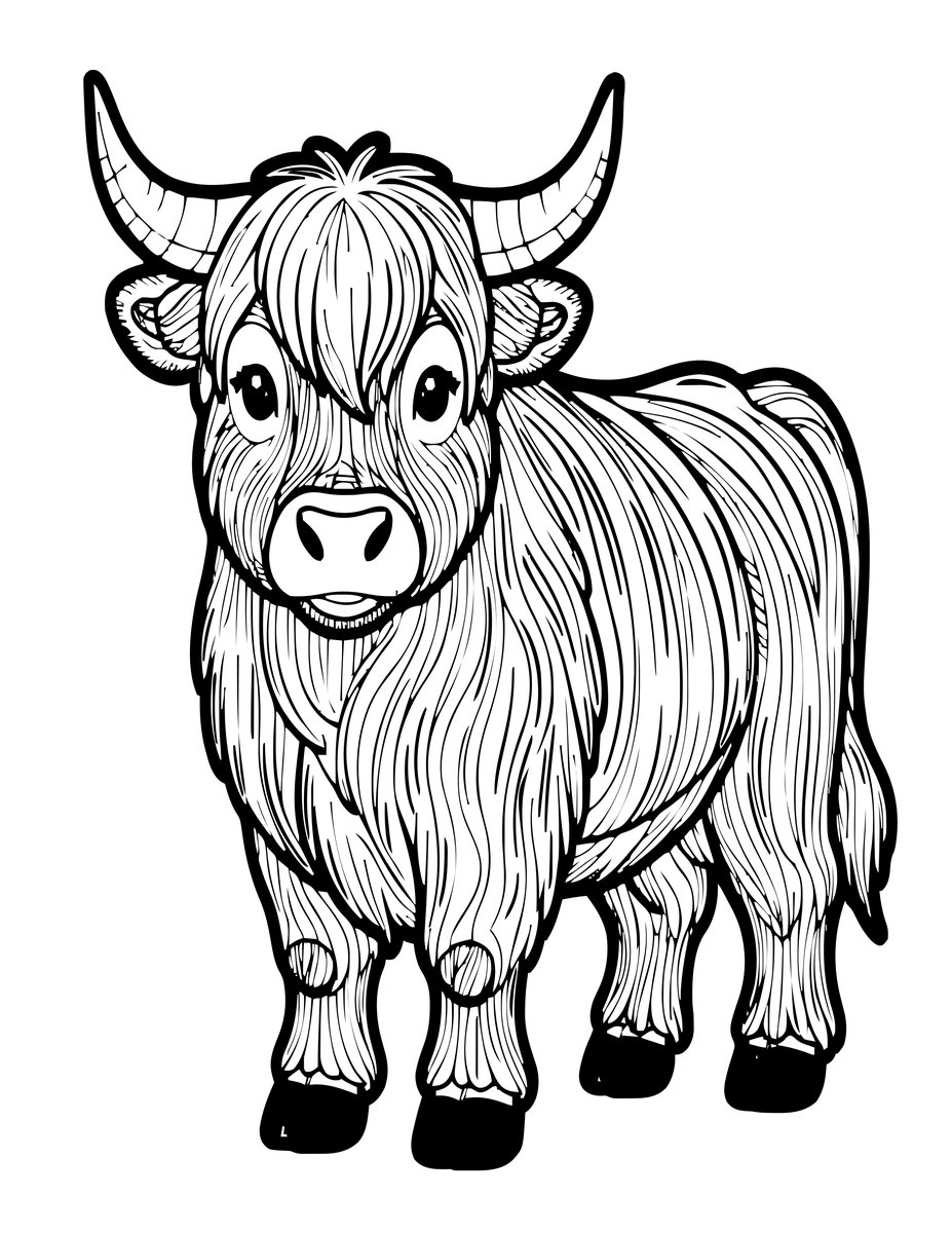 Highland Cow - free printable coloring page