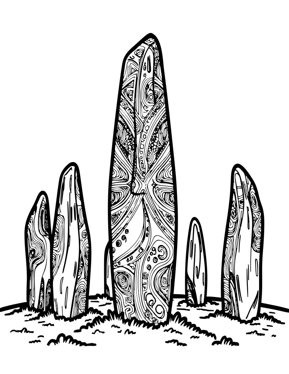 Standing Stones - free printable coloring page