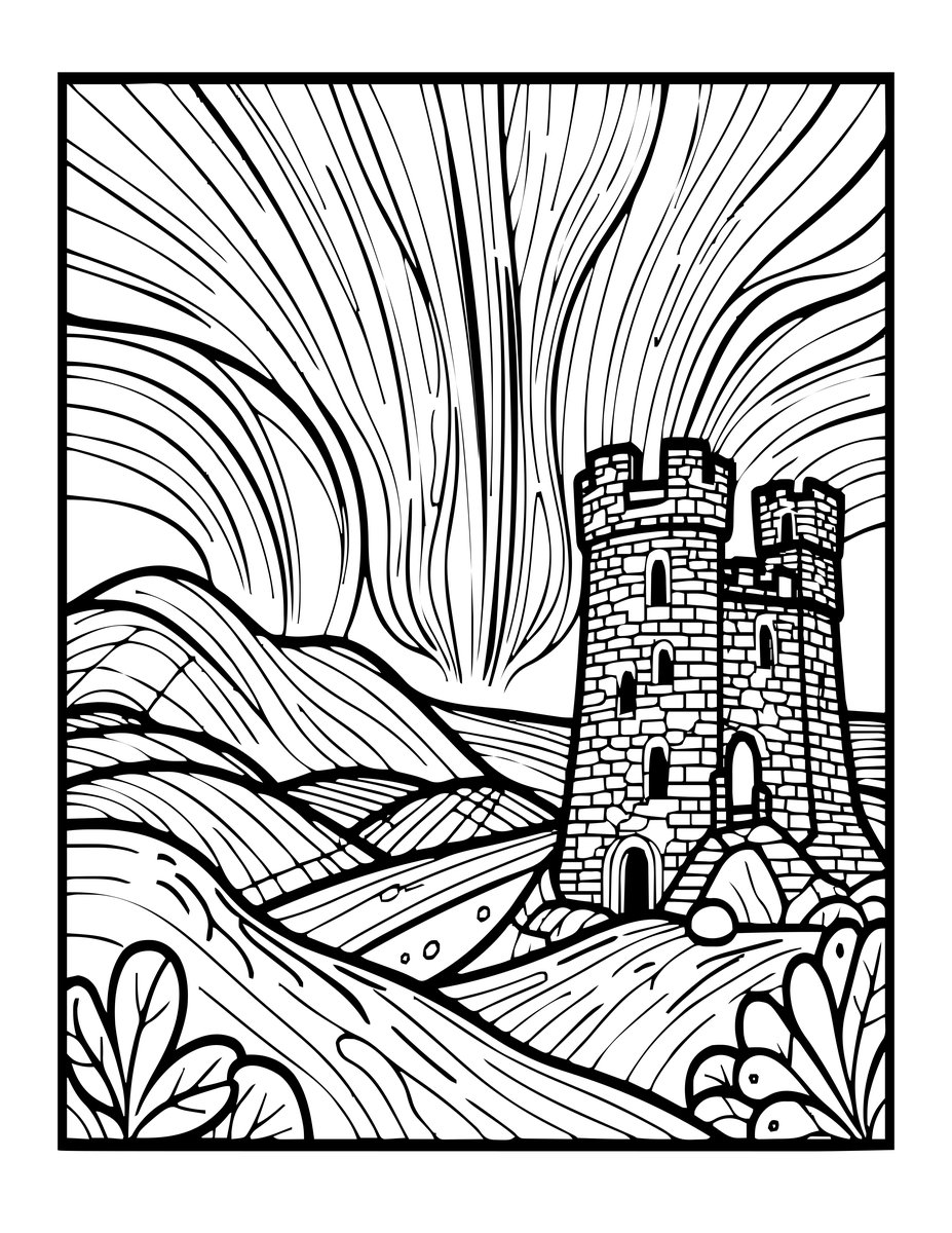 Northern Lights Scotland - free printable coloring page