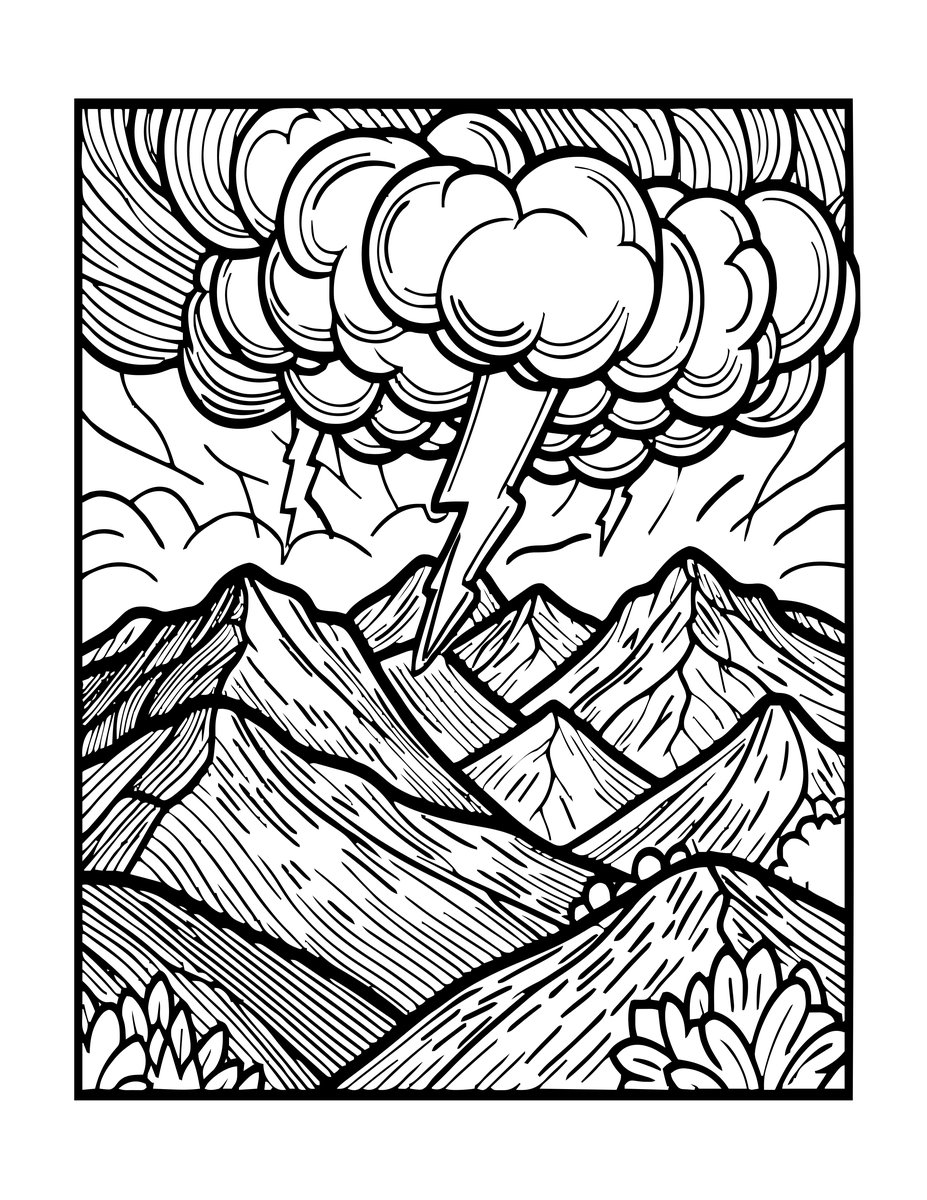 Highland Storm - free printable coloring page
