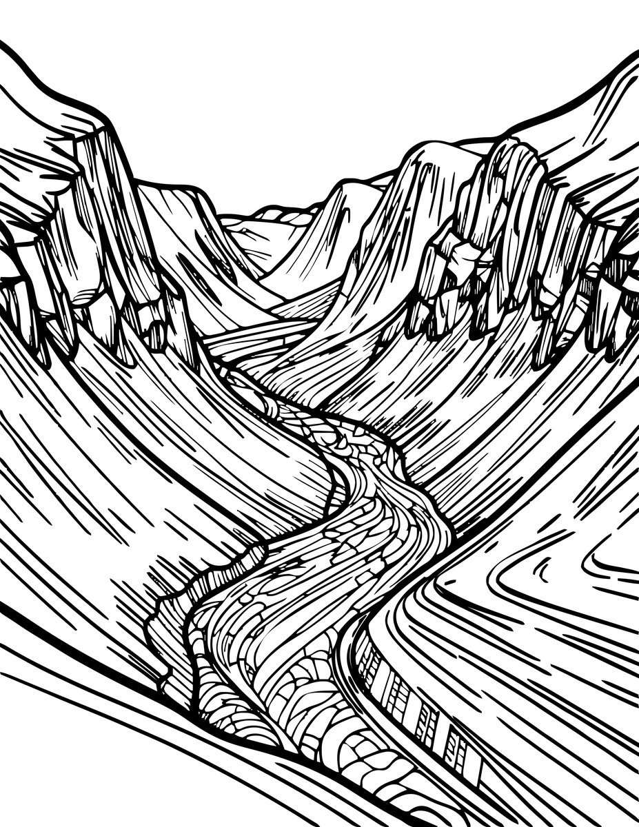 Glencoe Valley - free printable coloring page