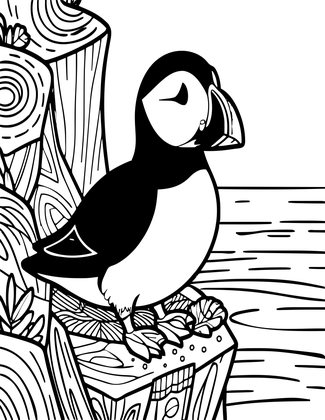 Puffin Cliff - Free printable coloring page