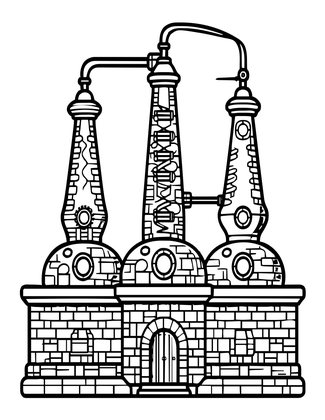 Whisky Distillery - Free printable coloring page
