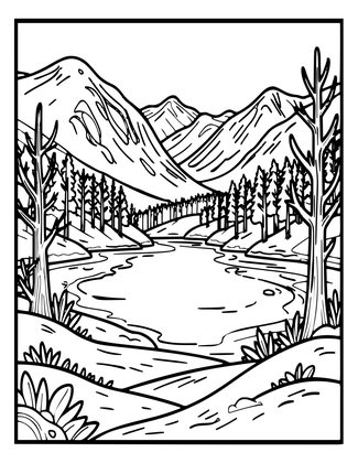 Winter Highlands - Free printable coloring page