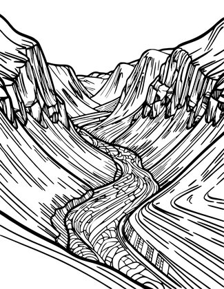 Glencoe Valley - Free printable coloring page