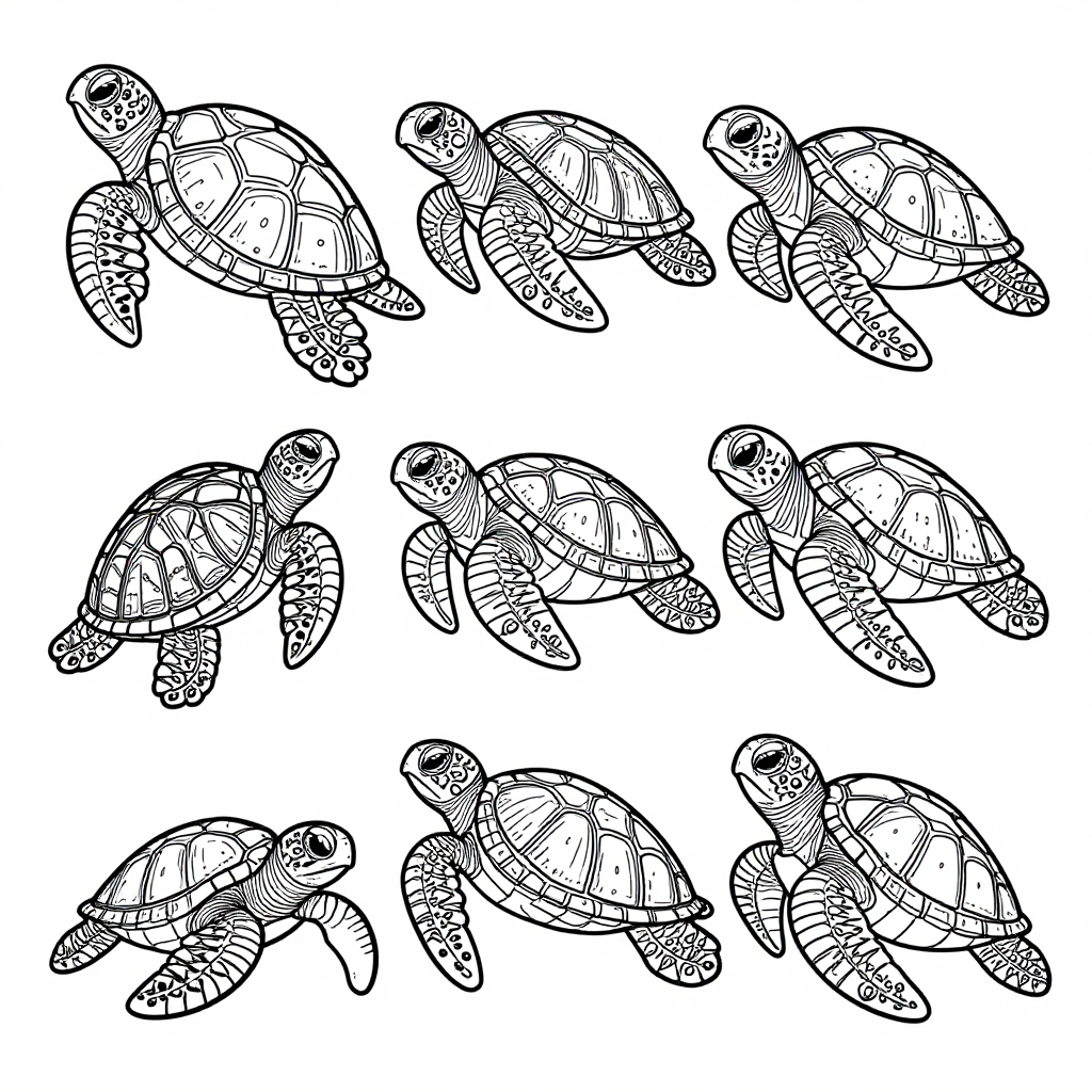 Sea Turtles coloring pages collection - 30 free printable pages