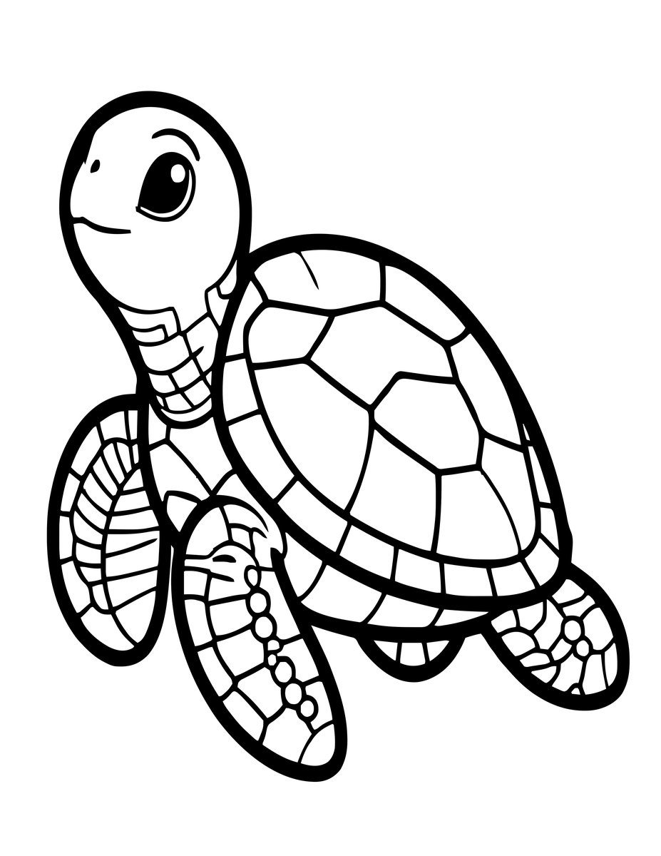 Baby Turtle Portrait - free printable coloring page