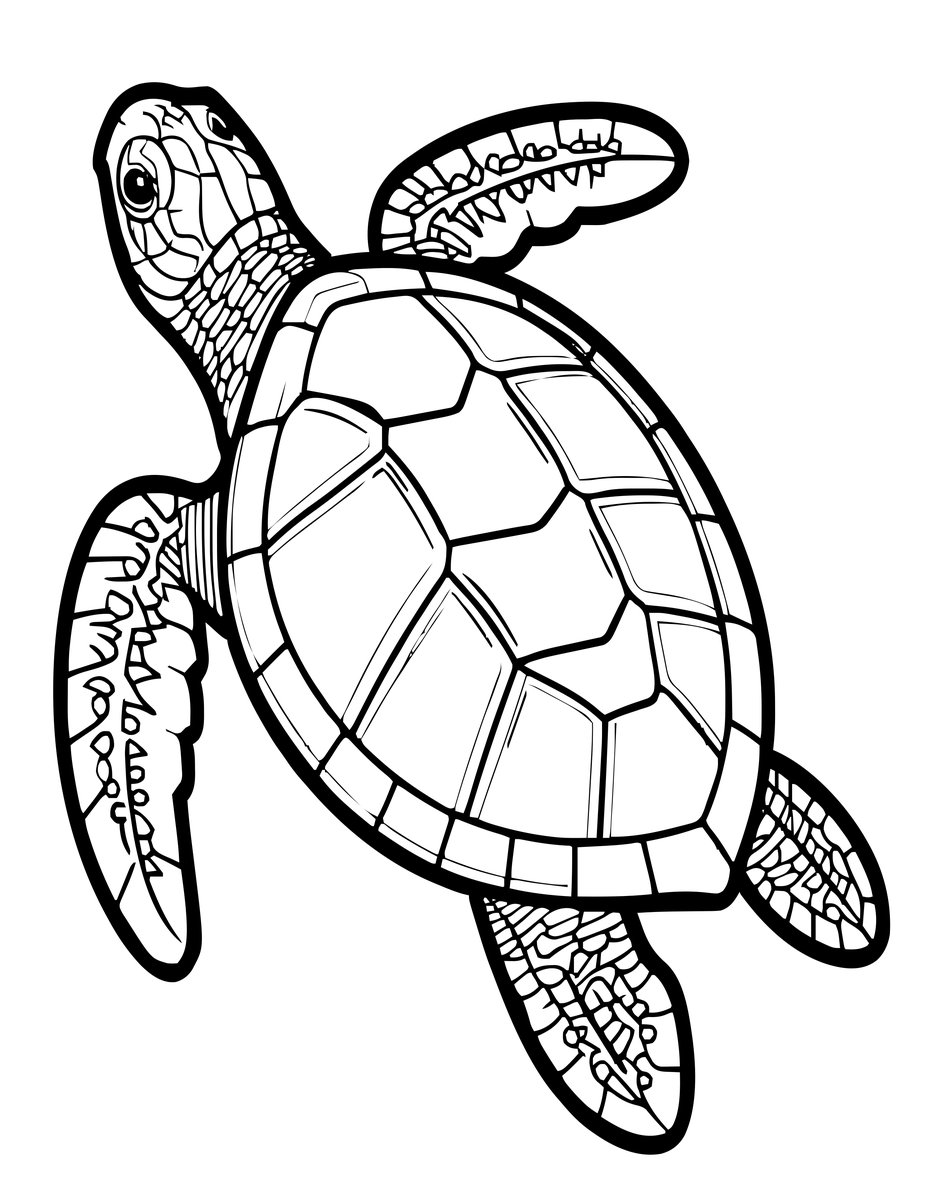 Flatback Turtle - free printable coloring page
