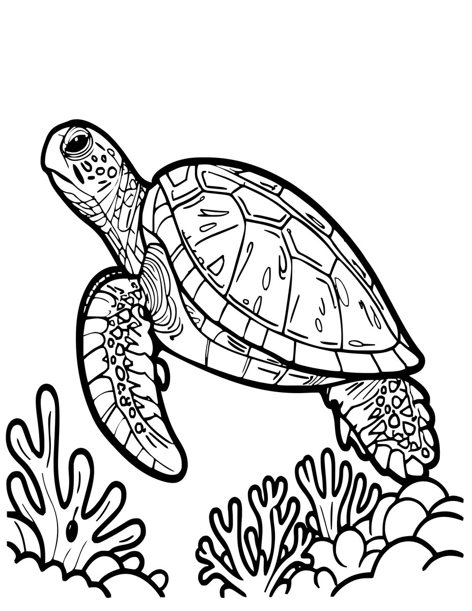 Hawksbill Portrait - free printable coloring page