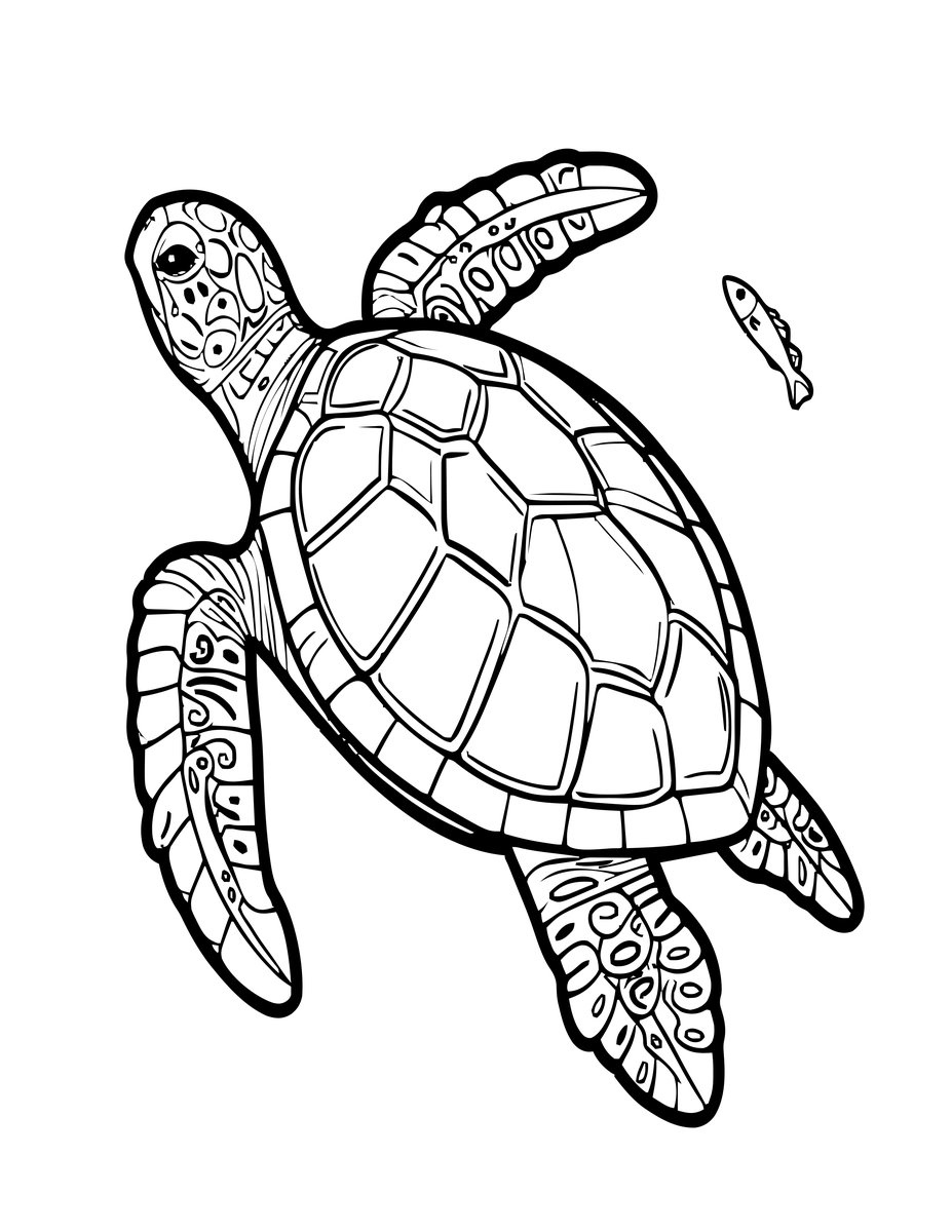 Turtle Cleaning Station - free printable coloring page